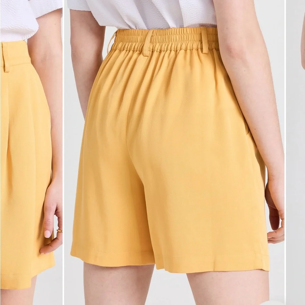 Donni. | Twill Pleated Shorts - Yellow Small - Picture 2 of 8